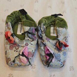 Goody Kids Floral Slippers - Green and Floral Multicolor Child XS